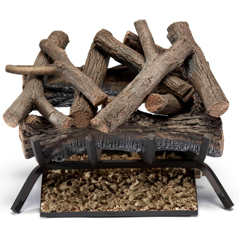 Rustic Oak 18-Inch Vented Natural Gas Fireplace Log Set