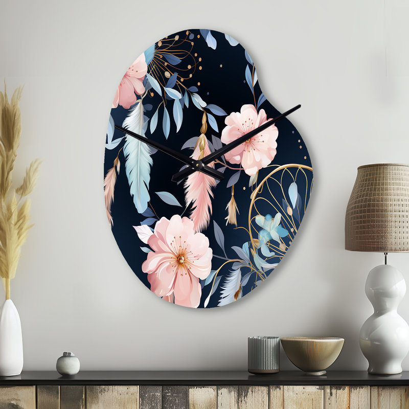 Motif bohème Ethereal Dreamcatchers - motif floral unique, horloge murale asymétrique Cottage, Petit