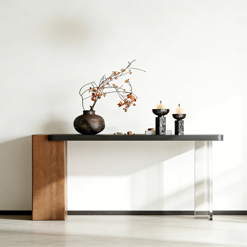 Console rétro minimaliste, H 29,53 po x l 70,87 po x P 13,78 po