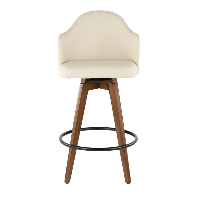 Mid-Century Modern Faux Leather Counter Stool | Gift Idea, Brown