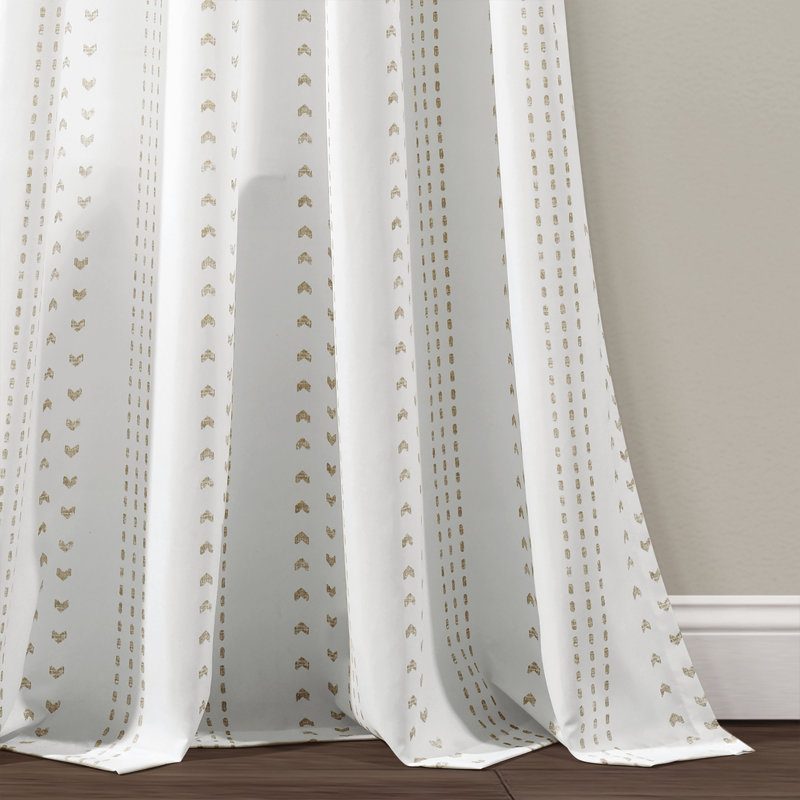 Panneaux de rideaux semi-transparents, L 52 po x L 95 po, Taupe / blanc