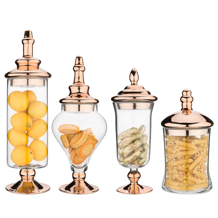 MyGift 6 Piece Clear Glass Apothecary Jar Set with Clear Lid - Decorative  Kitchen and Bath Storage Canisters, Wedding Centerpiece Jars, Candy Buffet  with Lids