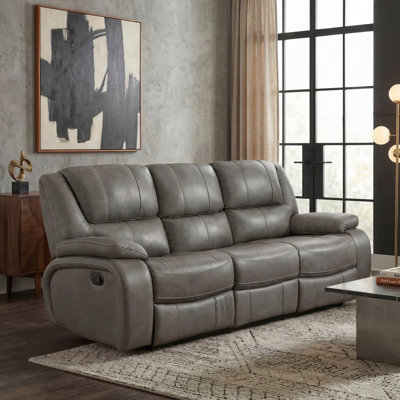 Canapé inclinable 3 places en cuir gris