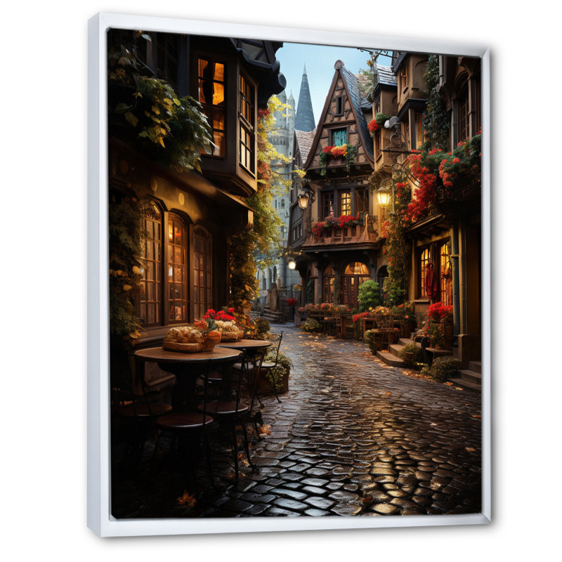 Allemagne, Allemagne, vieille ville, art mural, 32" H x 16" W, Cadre flottant blanc