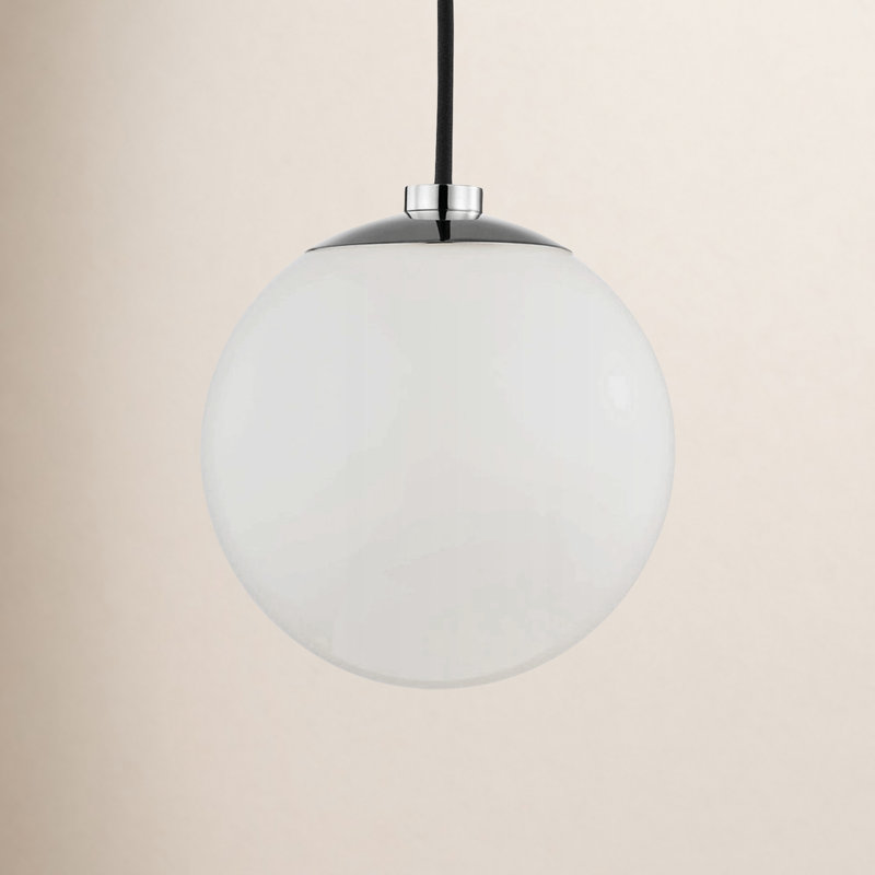 Luminaire suspendu sphère 1 lumière Luna, Nickel poli