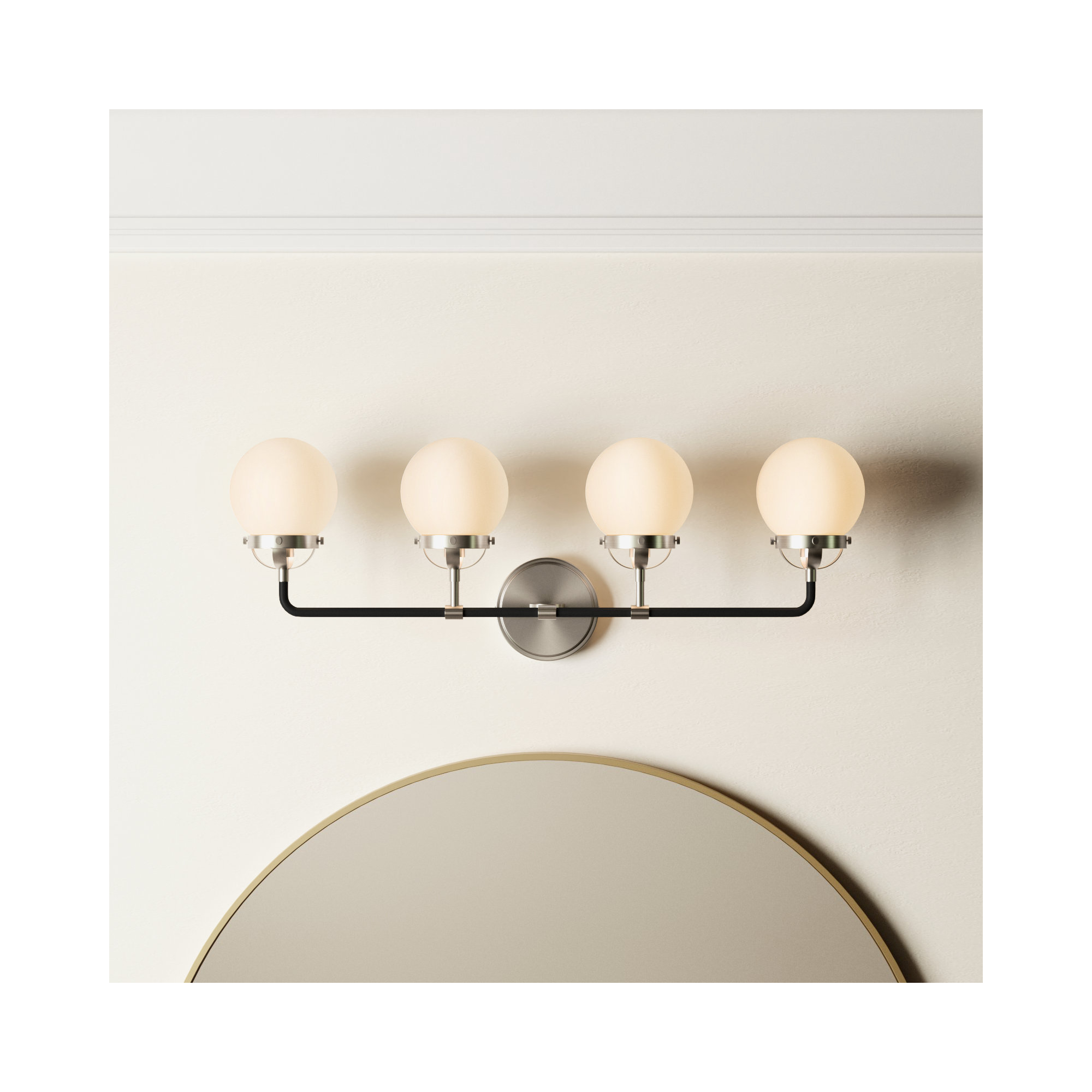Newport 4 Light Frosted Vanity Light, No , Satin Brass