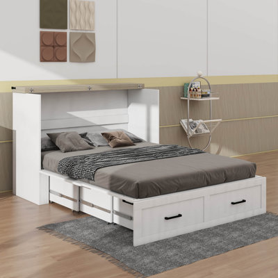 Grand lit escamotable avec station de charge