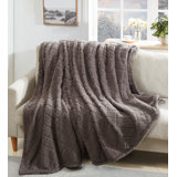 Coleman Diamond Embossed Sherpa Plush Throw Blanket/Coverlet