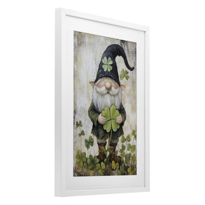 «Cottage Shamrock Gnome», reproduction sous verre encadrée, par Tina LeCour