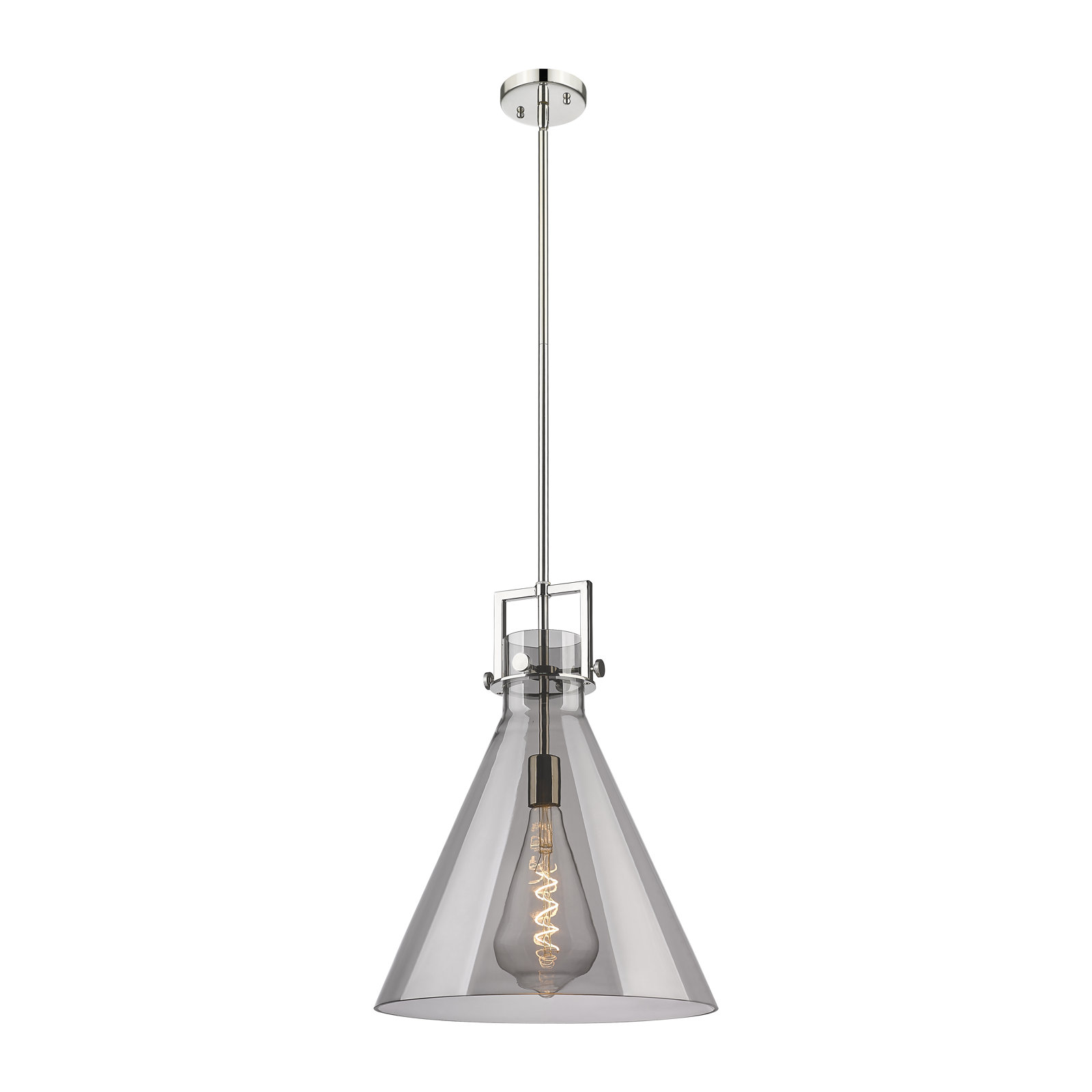 Coterie Single Light Glass Dimmable Pendant, Plated Smoke, 20.38" H x 16" W x 16" D, Polished Nickel