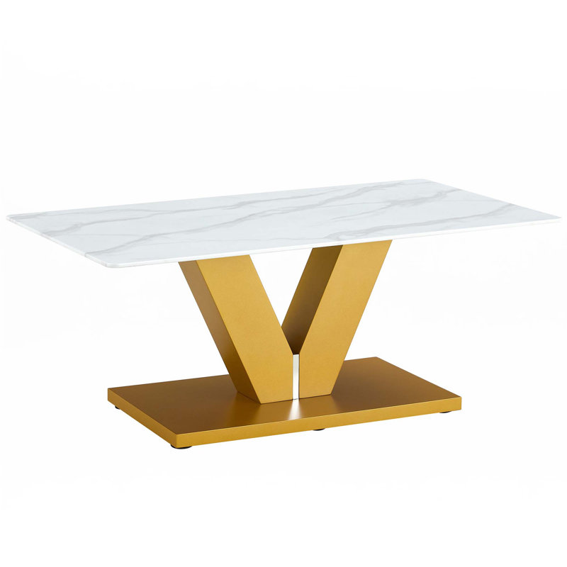 Coffee Table, White/Gold
