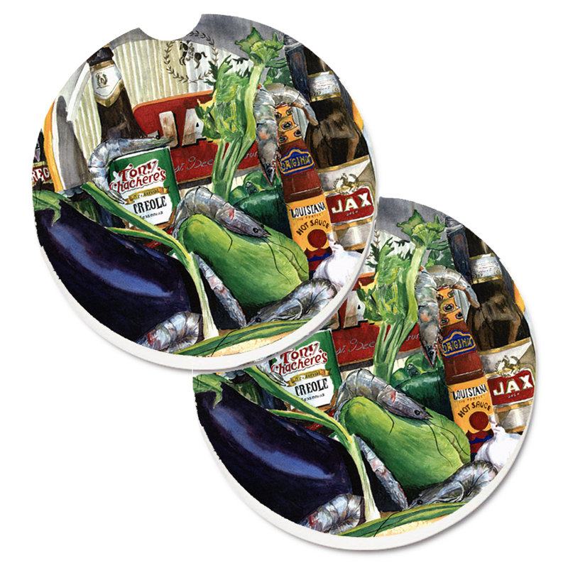 Ceramic Round 2 Piece Car Coaster Set