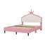 Lit double princesse en cuir synthétique avec tête de lit capitonnée-698784970