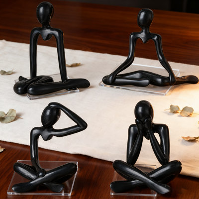 Mini sculpture de 4 pièces en résine, art abstrait pour décoration de bureau à domicile