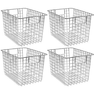 SANNO Freezer Baskets Farmhouse Organizer Wire Metal Storage Bins Large  Organizer Durable Metal Basket Pantry Organizer for Kitchen Cabinets, Pantry,  Freezer, Bathroom, Home-Set of 3-Platingk 