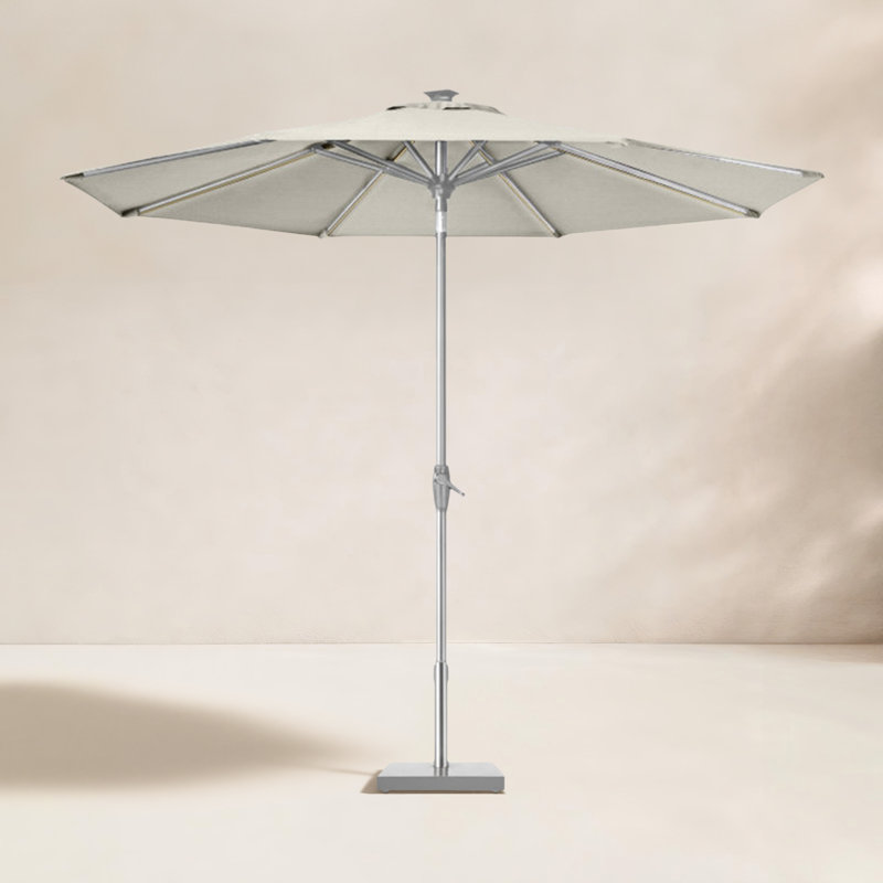 Parasol de marché 9 pi, Acrylique blanc, Argent