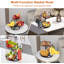 Panier à fruits avec support à banane, panier de rangement pour fruits et légumes avec support à bananier pour comptoir de cuisine, organisateur amovible pour grignotines à pain (noir, base en métal à 3 niveaux)
