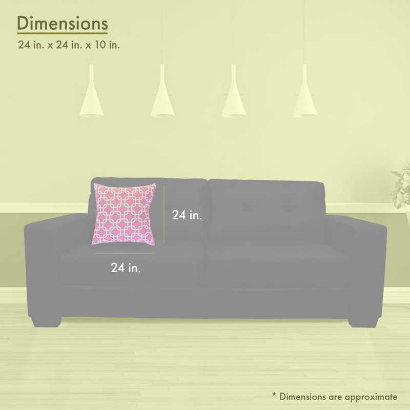 Links Geometric Cotton Reversible Throw Pillow, 24" x 24", Soft Pink