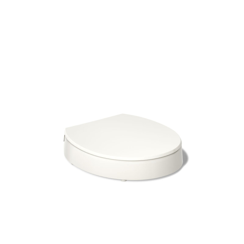 Siège de toilette surélevé Hyten avec couvercle et siège à fermeture silencieuse, Crème, Rond