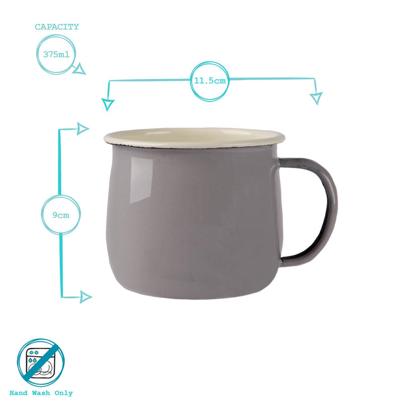 Enamelware Camping Mug, Grey/Cream, 6