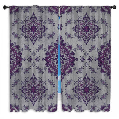 Purple Ornate Medallion Window Curtains Medallion Sheer & Room Darkening - 2 Panels