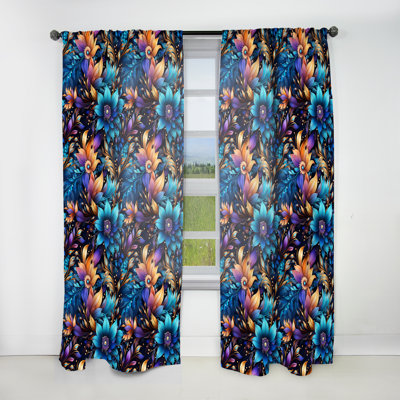 Mystical Boho Boho Pattern II - Floral Curtain - Room Darkening Floral Curtain - 1 Panels