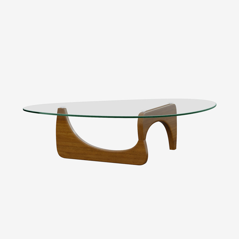 Triangle Glass Coffee Table With Solid Wood Base Abstract Glass Table for Living Room