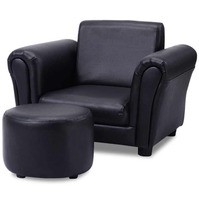 Houser Kids 8.5'' Club Chair and Ottoman, Black