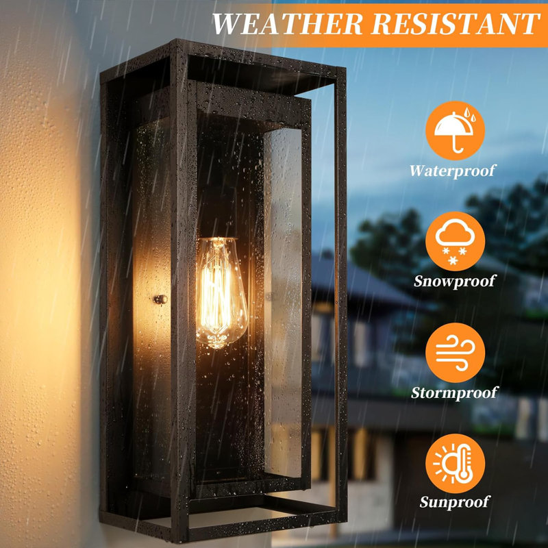 2 Pack Large Size Matte Black Outdoor Sconce Lights