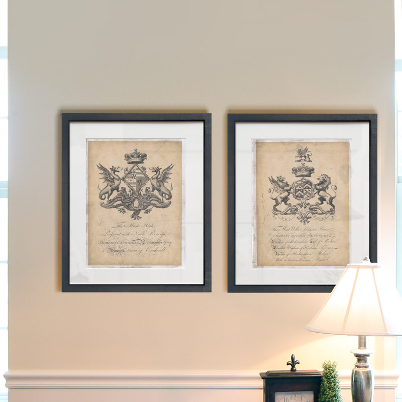 Peerage of England V-ensemble de 2 reproductions d’art graphique encadrées sur papier