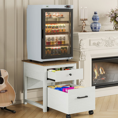 Mini-support de réfrigérateur avec tiroir, mini-table de réfrigérateur avec roues, mini-support de réfrigérateur pour la cuisine, le bureau, la chambre à coucher