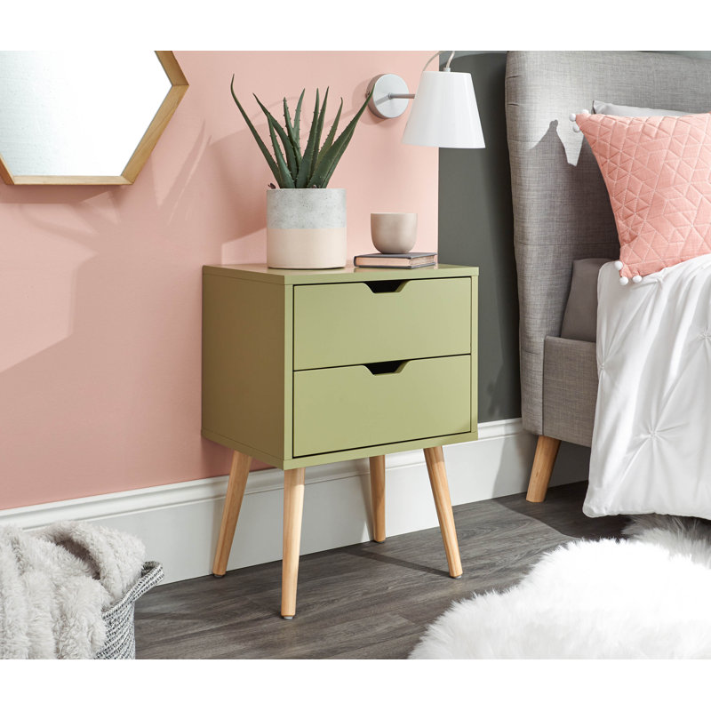 Lalani 40cm W Bedside Table, Boa Green