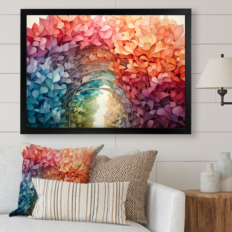 «Abstract Colorful Rainbow Arch I», reproduction d'art sur toile, Cadre simple noir, H 24 po x l 32 po x P 1 po