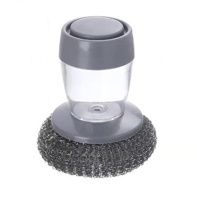 Pot brush Automatic Liquid Adding Steel Wire Ball Brush Pot Artifact Short Handle Brush