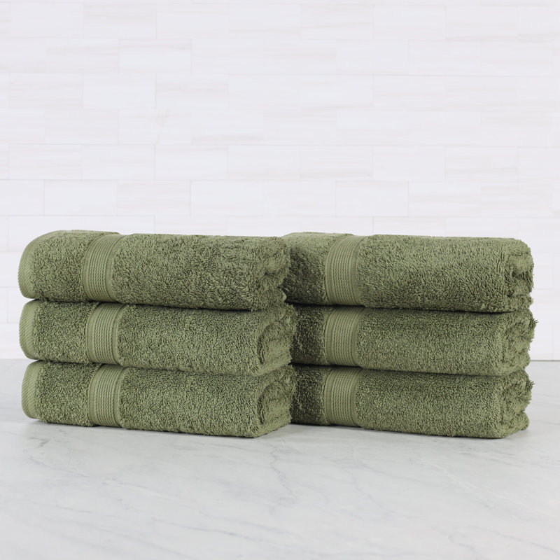 Ensemble de serviettes en coton biologique Lyndon, Ensemble de 6 serviettes à main, Vert forêt