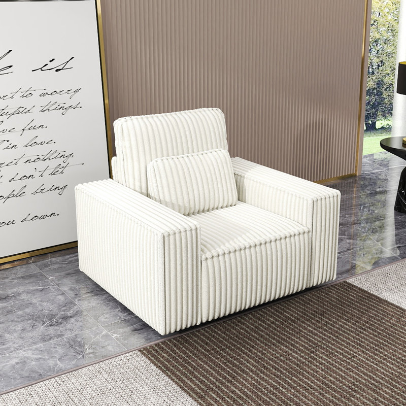 Canapé à une place en éponge Corduroy, adapté aux salons, Beige