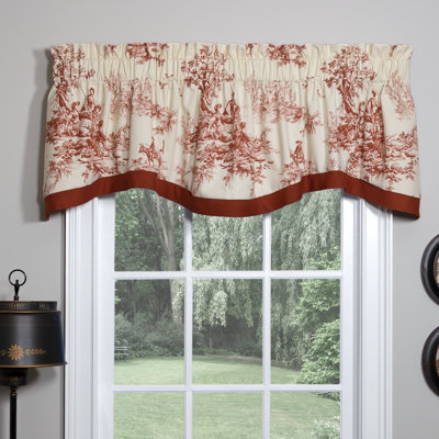 Bouvier Red Traditional Cotton Toile Shaped Valance