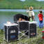 Table de camping portable: aluminium avec pare-brise et 3 armoires. Pour barbecue, fête, pique-nique, cour arrière. Support de camp spacieux et fonctionnel: convient aux pique-niques, fêtes et arrière-cours. Spacieux