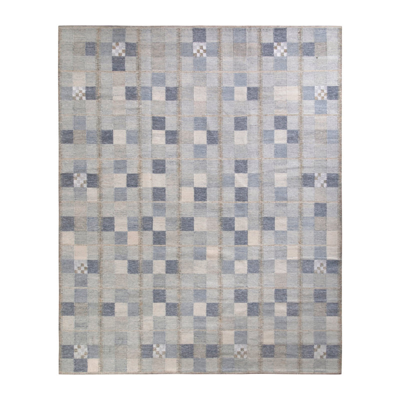 Scandinavian Wool Striped Area Rug, Rectangle 10' x 14'