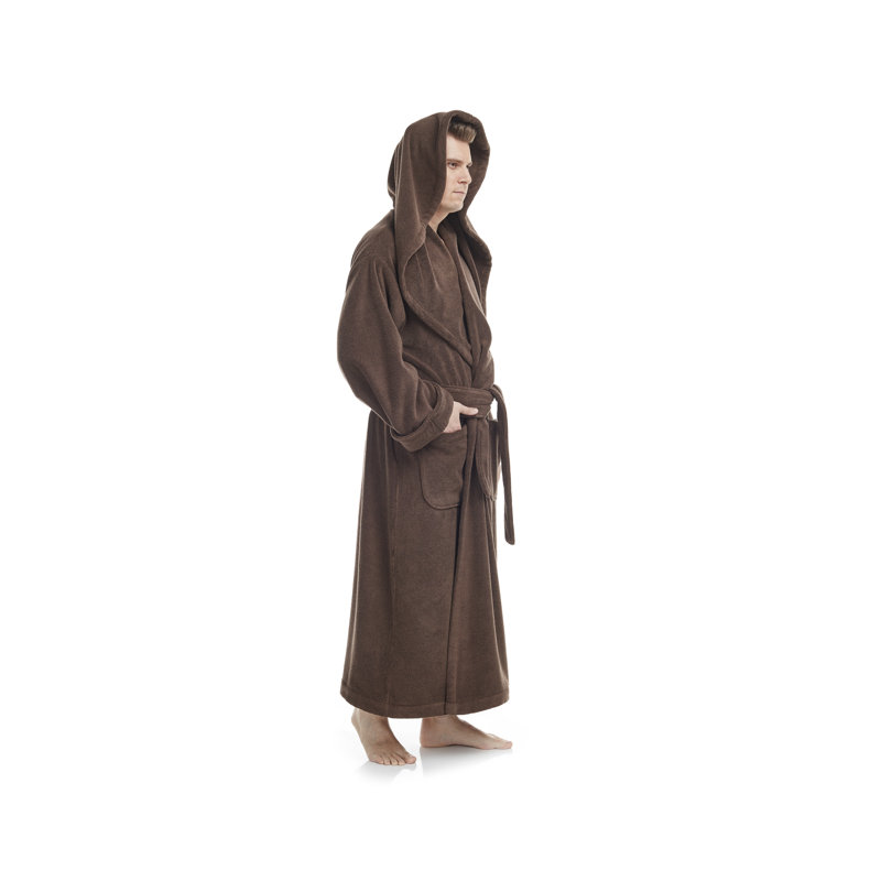 Peignoir 100% coton éponge garçon / homme + cheville avec poches et capuche, TTG, Brun châtaigne