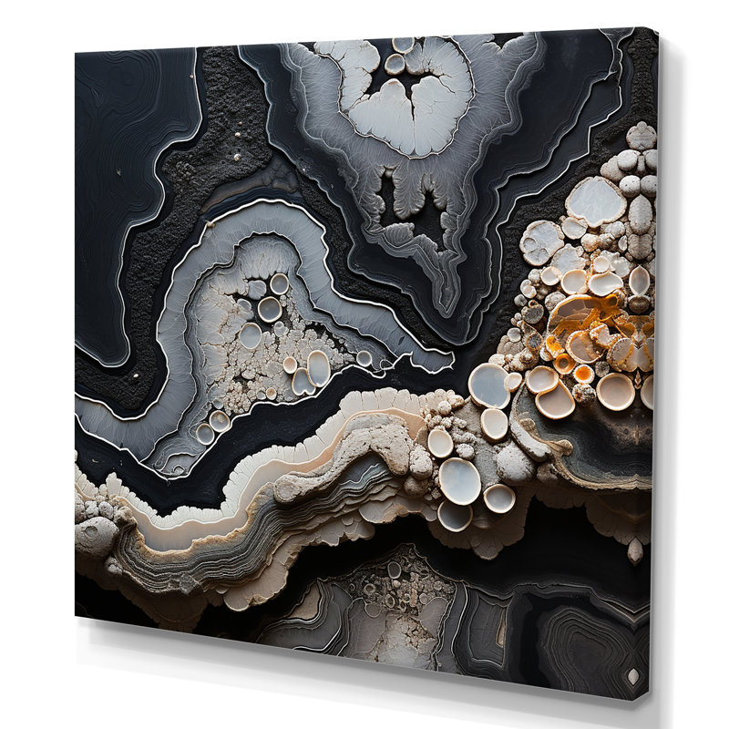 «Grey Stone Geode Minimalisme I», reproduction sur toile, H 16 po x l 16 po x P 1 po, Toile tendue
