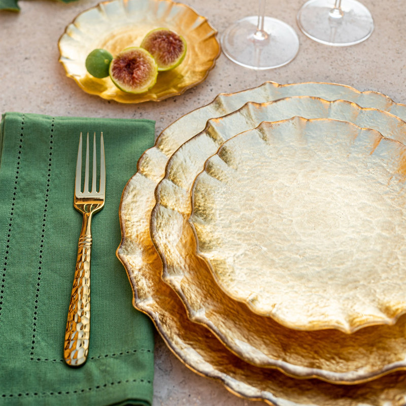 Baroque Glass Salad/Dessert Plate, White