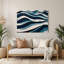 Art mural horizontal à rayures horizontales bleu blanc et métal-1462589274
