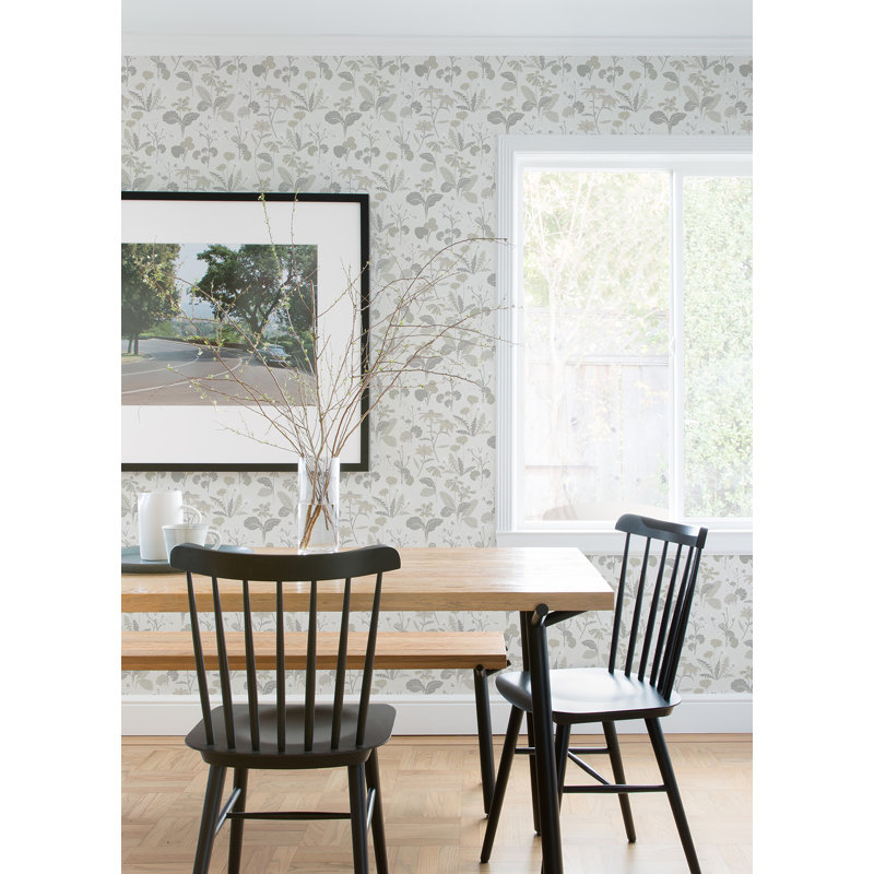 Ingrid Floral Wallpaper Roll, Light Gray