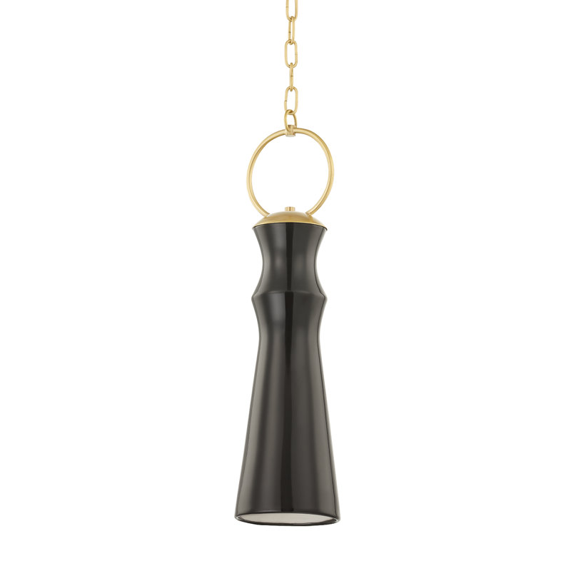 Luminaire suspendu BORDEN 1, Laiton vieilli / vison brillant céramique