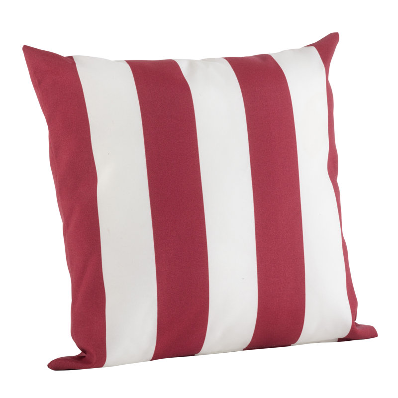 Coussin décoratif rayé d'intérieur / extérieur Classic, Rouge, H 17 po x l 17 po