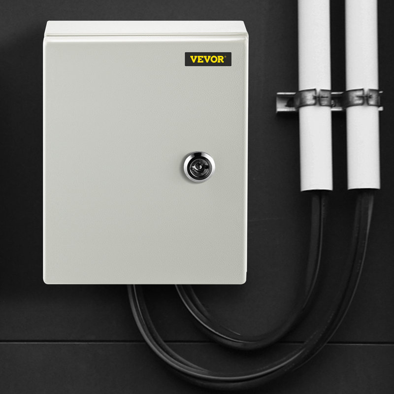 Boîtier électrique en acier au carbone, 16 po x 12 po x 6 po, couvercle à charnière, étanche à l'eau et à la poussière IP66, adapté à une utilisation extérieure, plaque de montage incluse