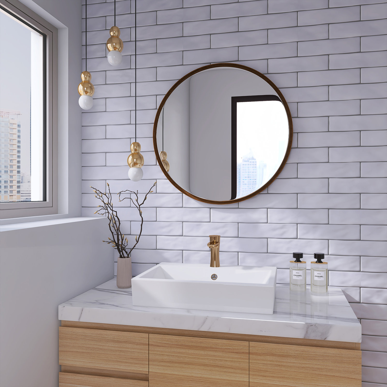 Kezma 3" x 12" Ceramic Subway Wall Tile, Matte White