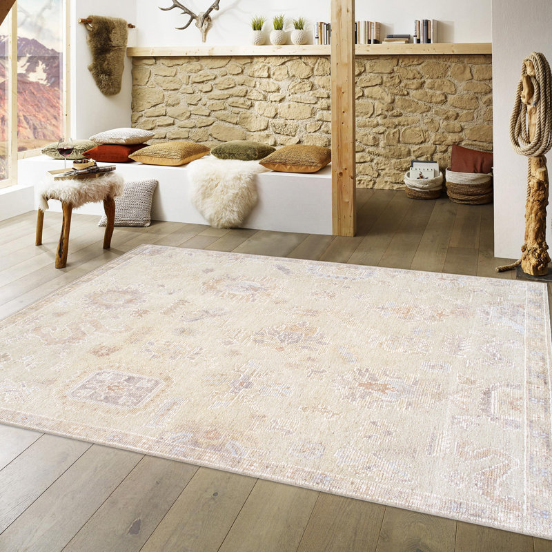 Oushak Hand Knotted Wool Oriental Area Rug in Brown/Beige