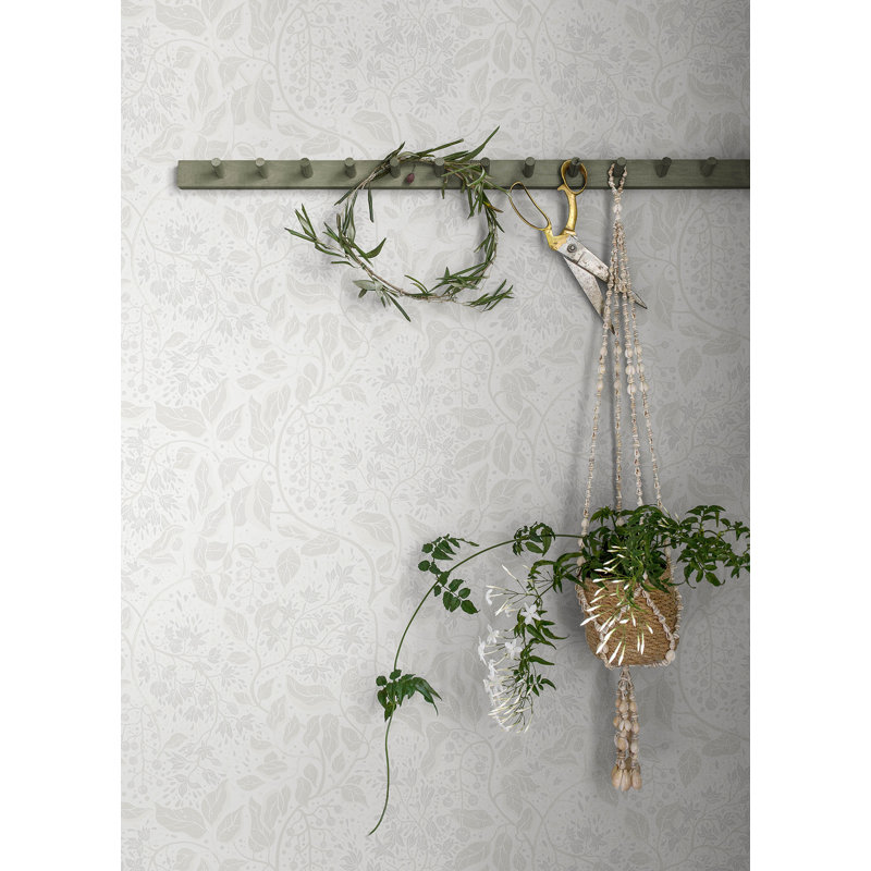 Floral Wallpaper Double Roll, Light Gray